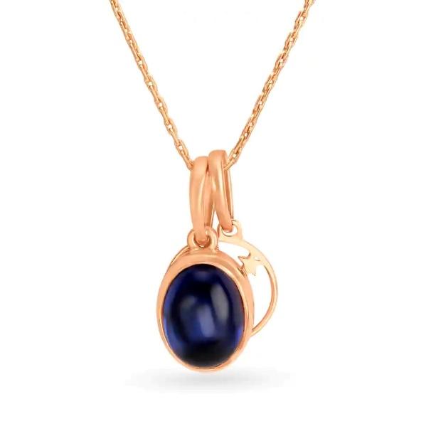 Mia Imperial Blue 14kt Rose Gold Virgo Birthstone Pendant