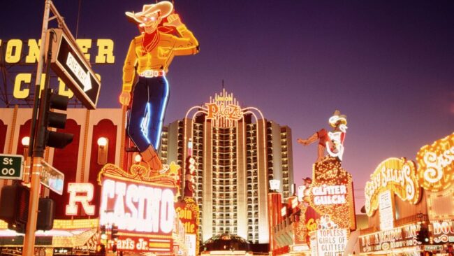 USA, Nevada, downtown Las Vegas, neon signs on Fremont Street