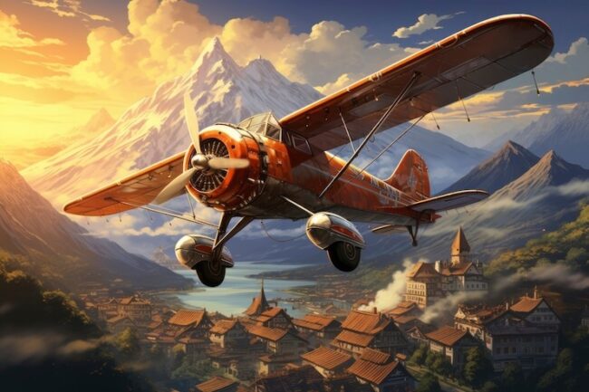 aviator scene with mountain
