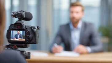 A person doing an interview