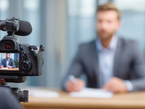 A person doing an interview