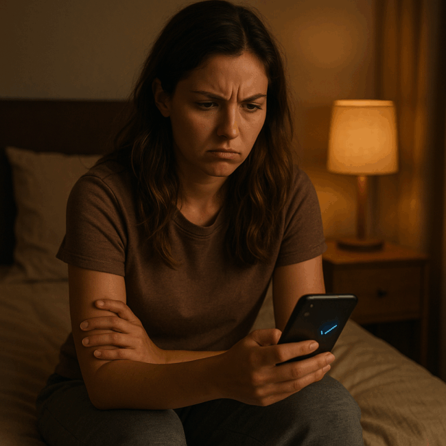 a woman who got annoyed because her partner didn't answer her message