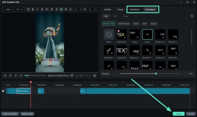 Add the Caption Animations and Save